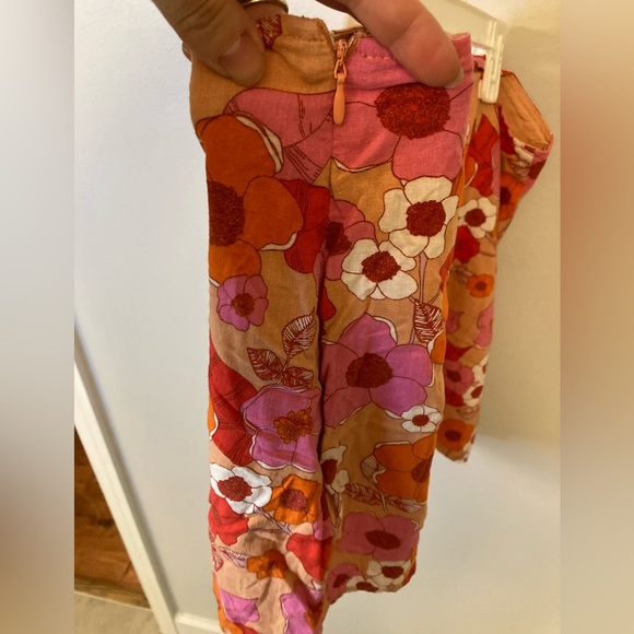 Urban Outfitters Pink And Orange Floral Retro Mini Skirt zips on side size large - Picture 5 of 5